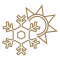 A simple line drawing of a snowflake overlapping with a sun, representing cold and hot or winter and summer.